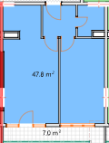 一居室, 54.8 m²