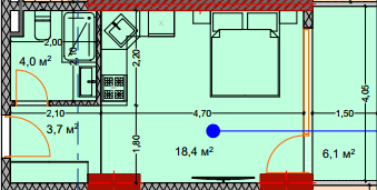 Студия, 32.7 м²