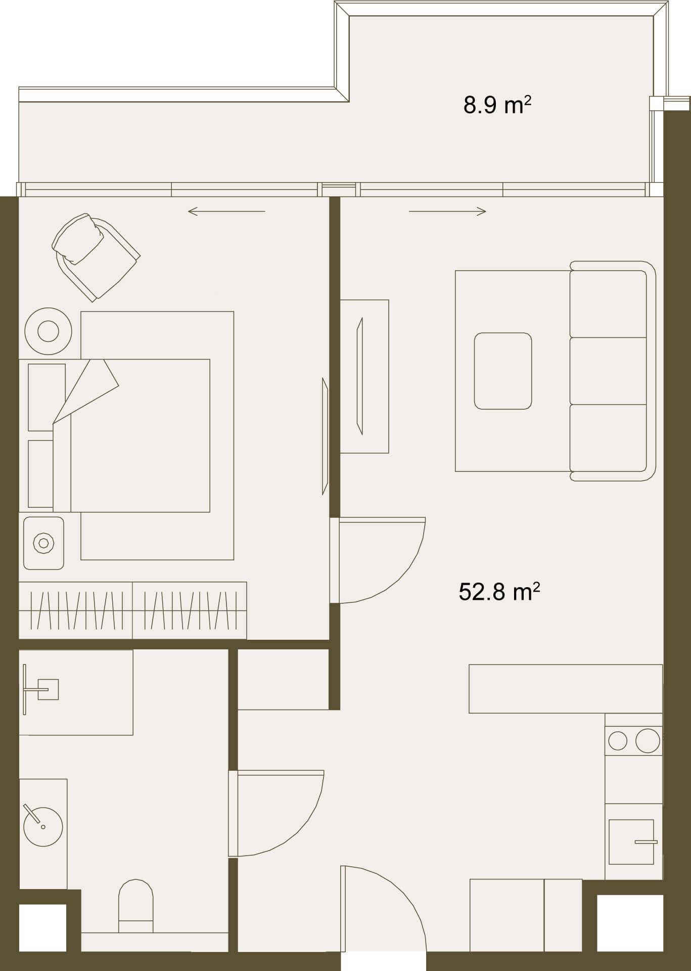 1-комн., 61.6 м²