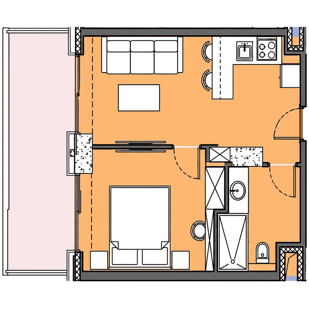 1-room, 50.2 m²