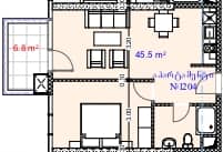 1-room, 52.3 m²