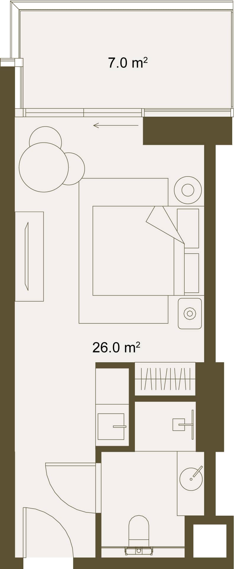 Студия, 32.9 м²