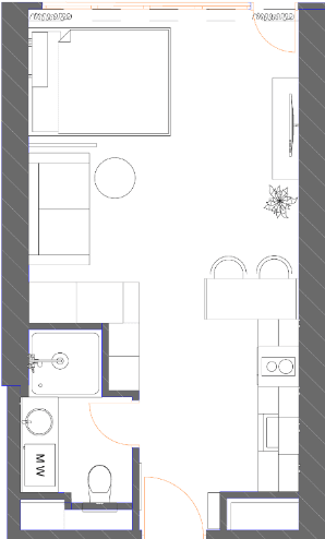 Студия, 34.9 м²