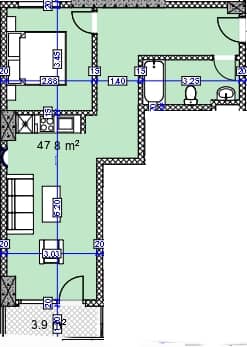 1-комн., 51.7 м²