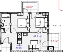 两居室, 59.4 m²