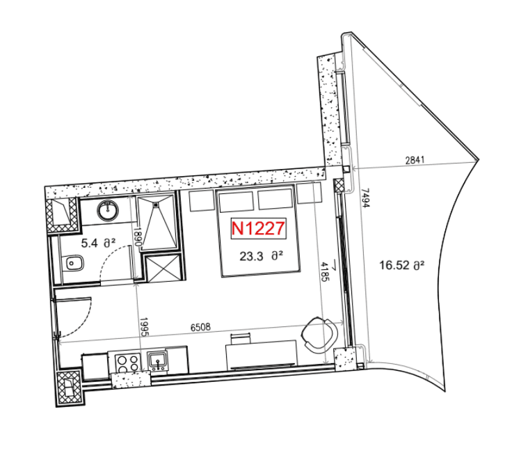 Студия, 45.1 м²