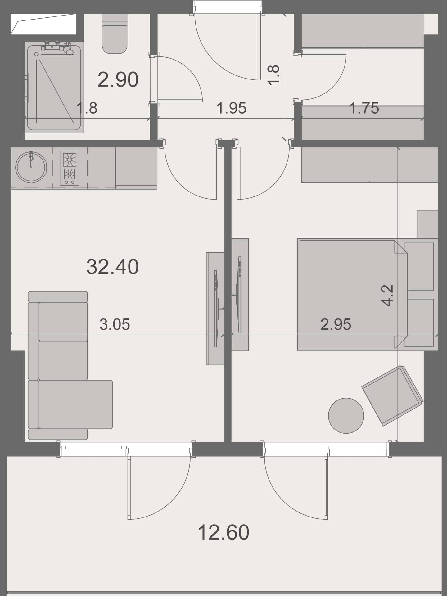 1-комн., 46.9 м²