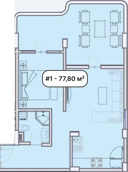 2-room, 77.8 m²