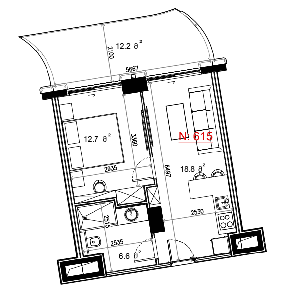 1-room, 50.3 m²