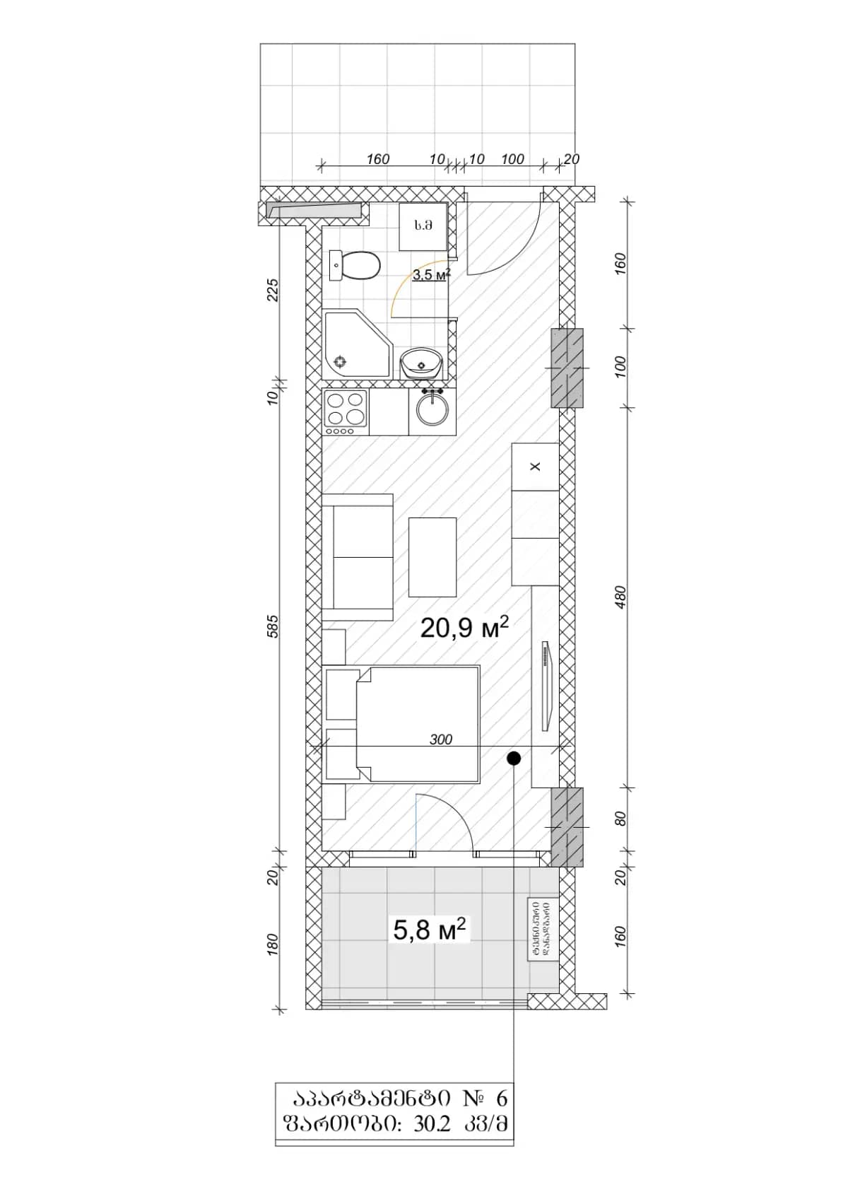 Studio, 30.2 m²