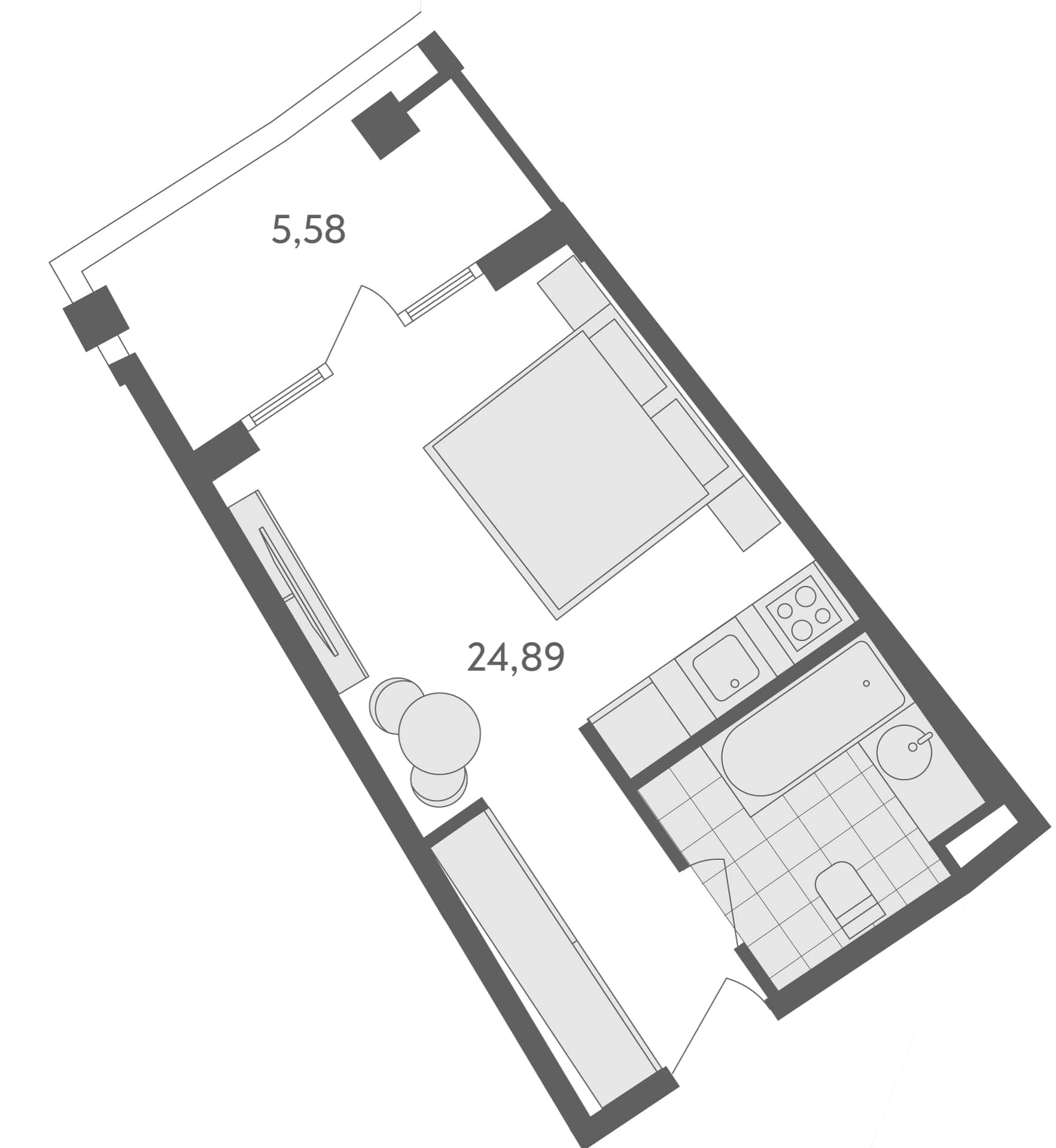 单间, 30.5 m²