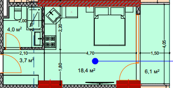 Студия, 32.7 м²