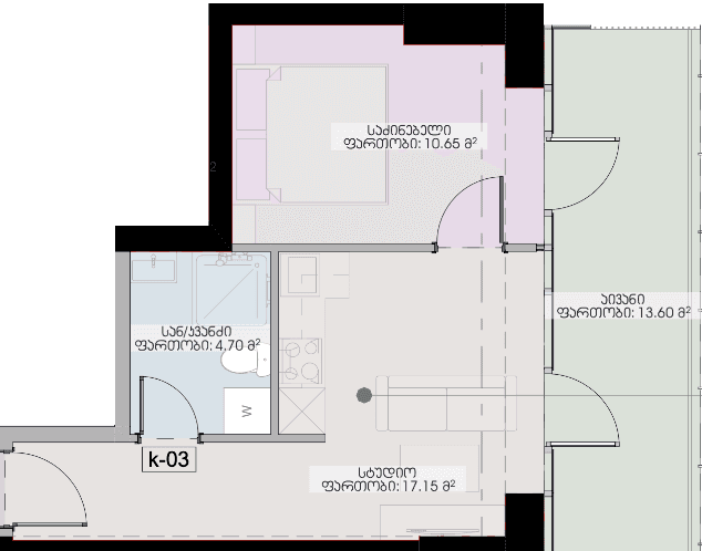 1-комн., 46.1 м²