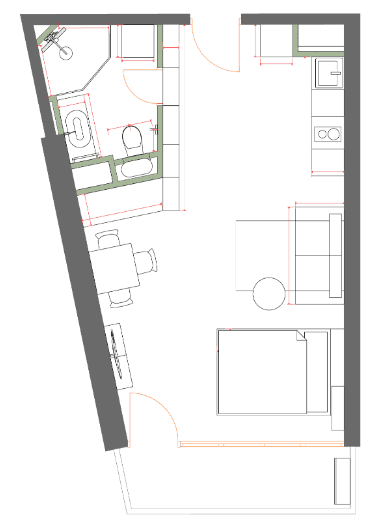 Студия, 40.3 м²