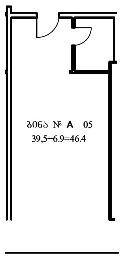 Студия, 46.4 м²