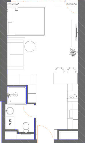 Студия, 34.9 м²