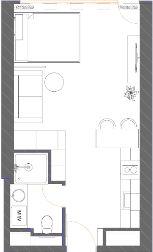 Studio, 42.1 m²