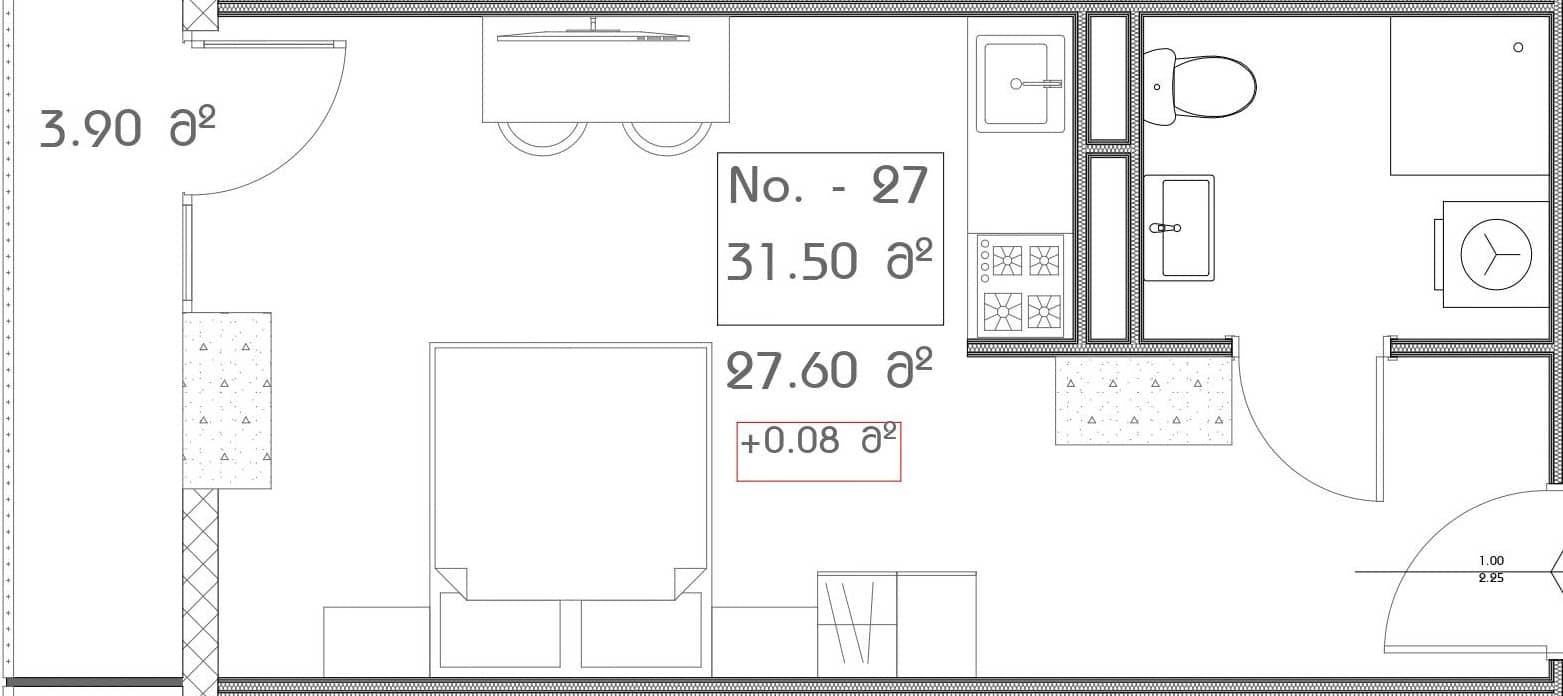 Студия, 31.5 м²