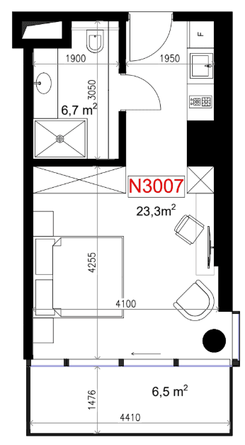 一居室, 36.5 m²