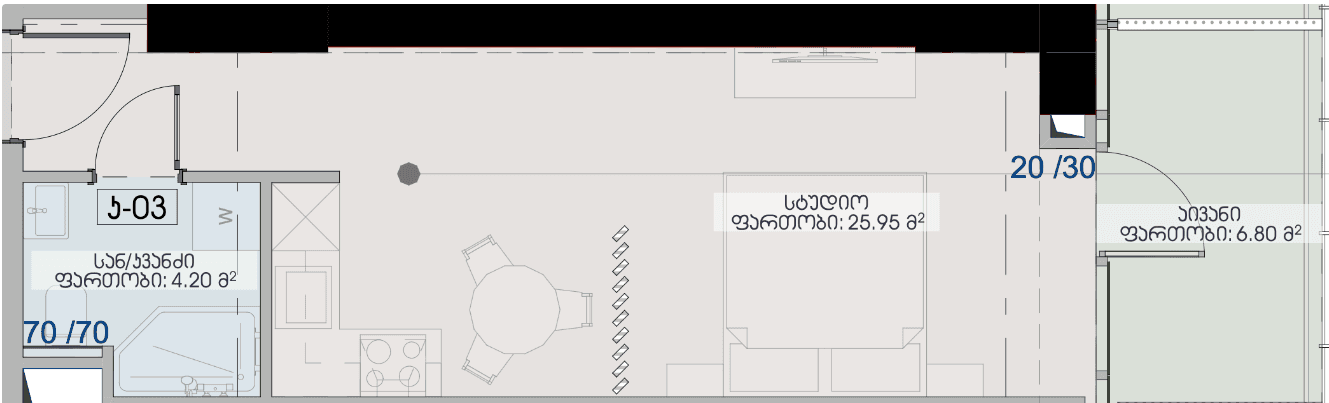Студия, 37 м²