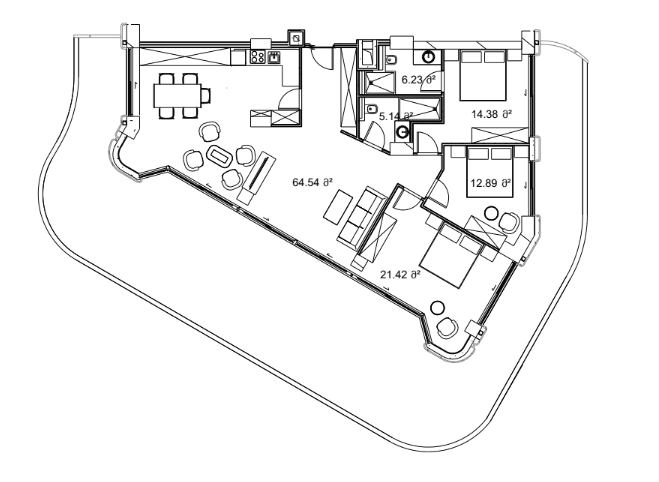 三居室, 248.7 m²