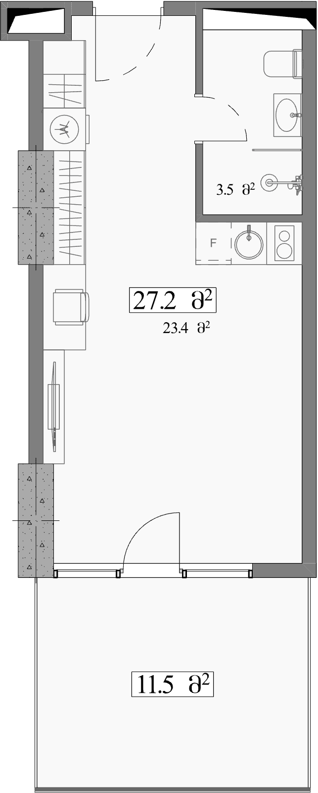 Studio, 38.7 m²