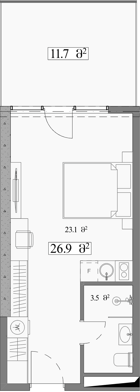Studio, 38.6 m²