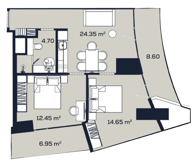 2-комн., 71.7 м²