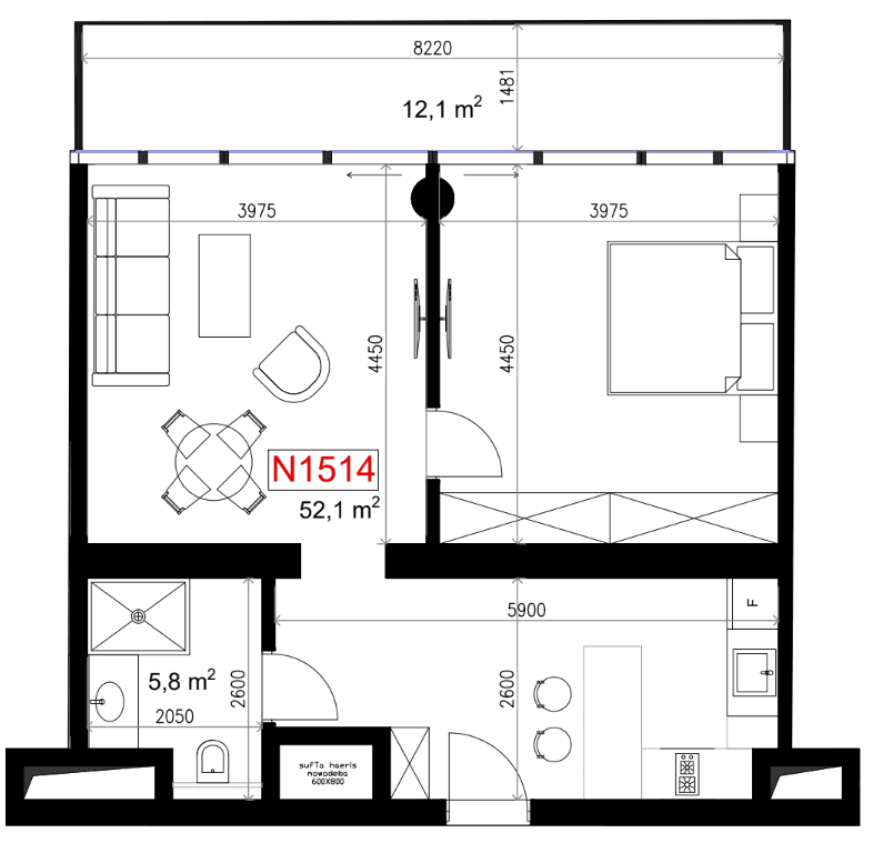 单间, 69 m²