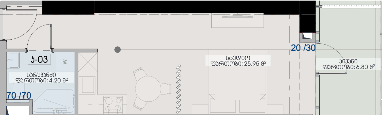 Studio, 37 m²