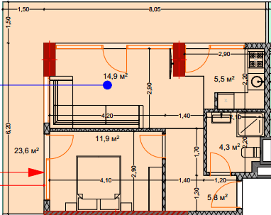 两居室, 67.5 m²