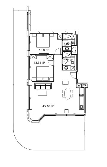 两居室, 158.5 m²
