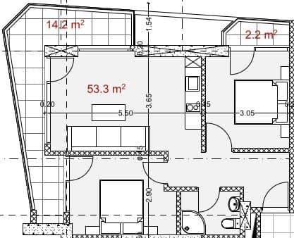 2-ოთახიანი, 69.9 მ²