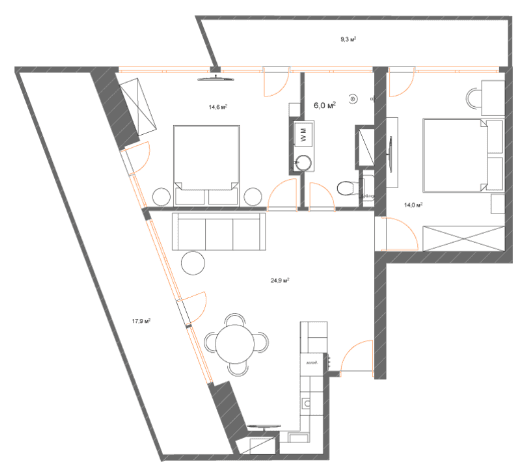 2-комн., 95.4 м²