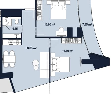 2-room, 79.3 m²