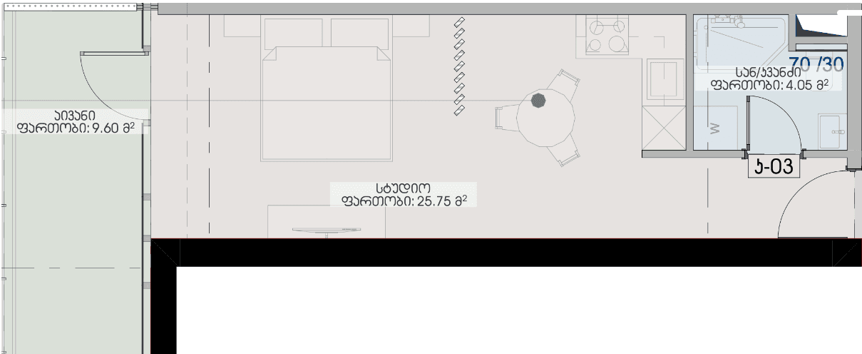 Studio, 39.4 m²