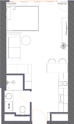 Студия, 34.9 м²
