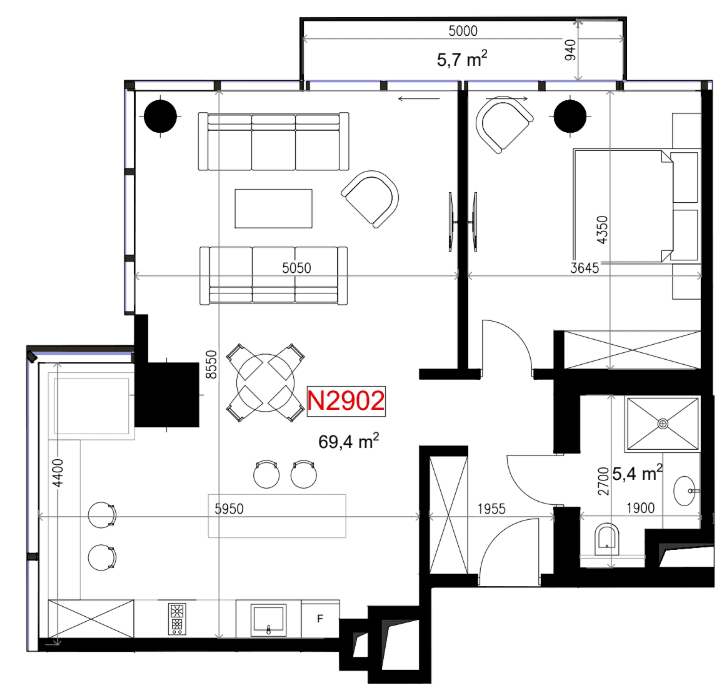1-комн., 80.5 м²