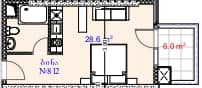单间, 34.6 m²