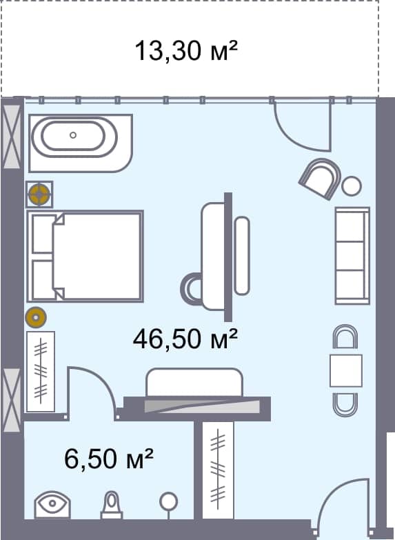 单间, 66.3 m²
