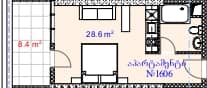 Студия, 37 м²