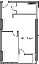1-комн., 61.1 м²