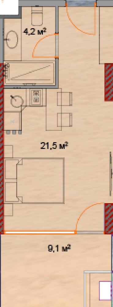 Studio, 35.6 m²