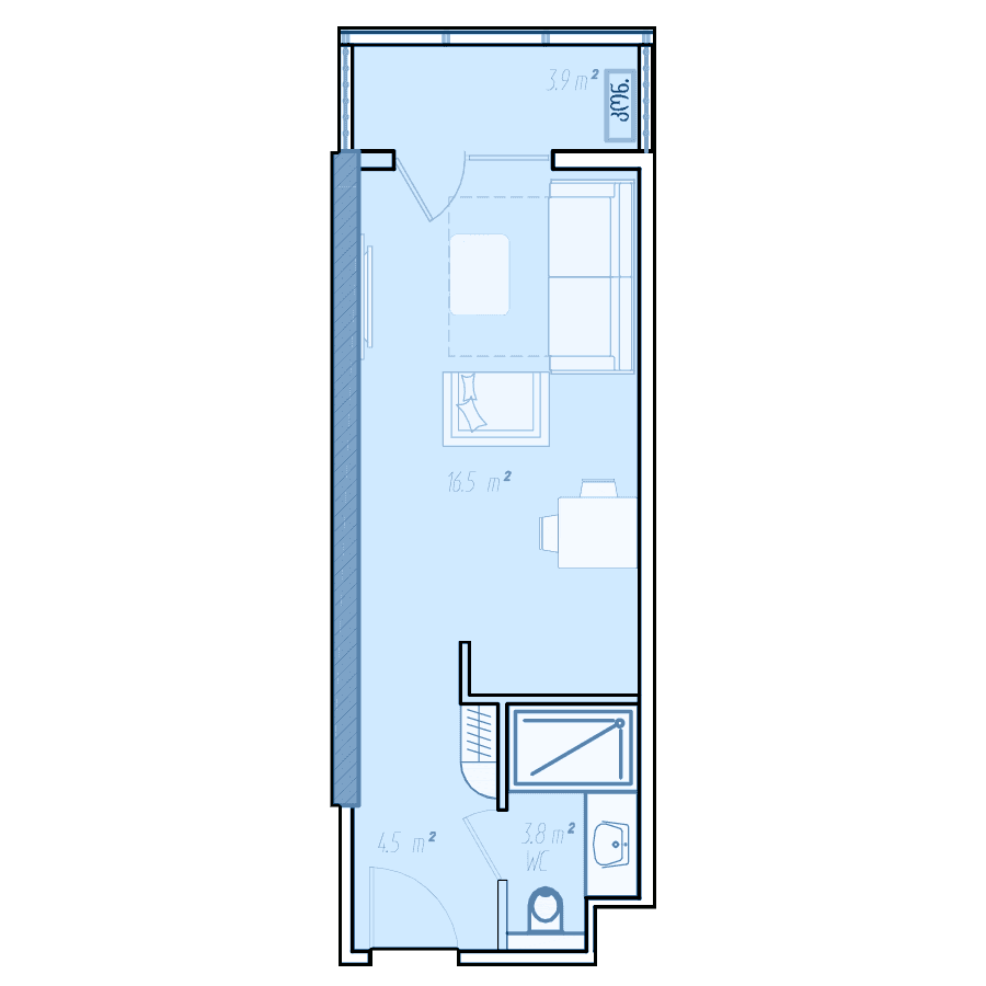 Студия, 32.2 м²