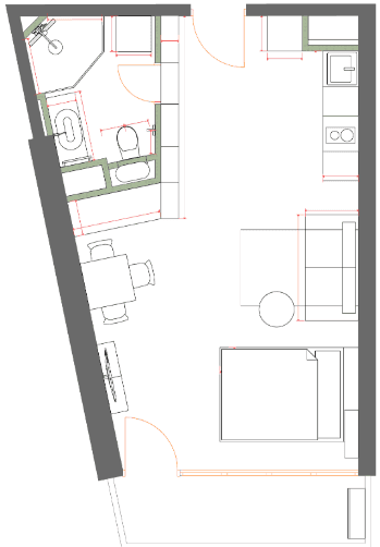 单间, 40.3 m²