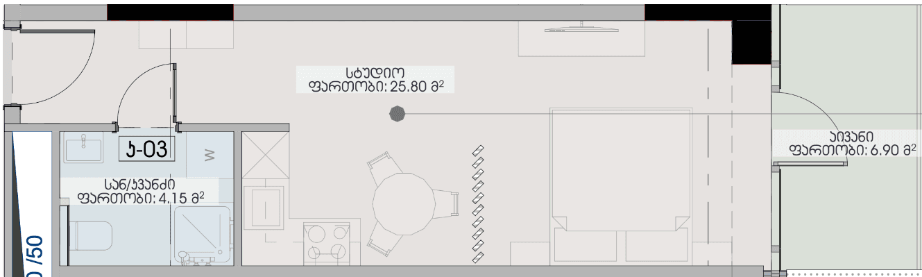 Studio, 36.9 m²
