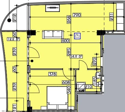1-room, 70.8 m²