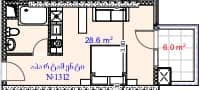 单间, 34.6 m²