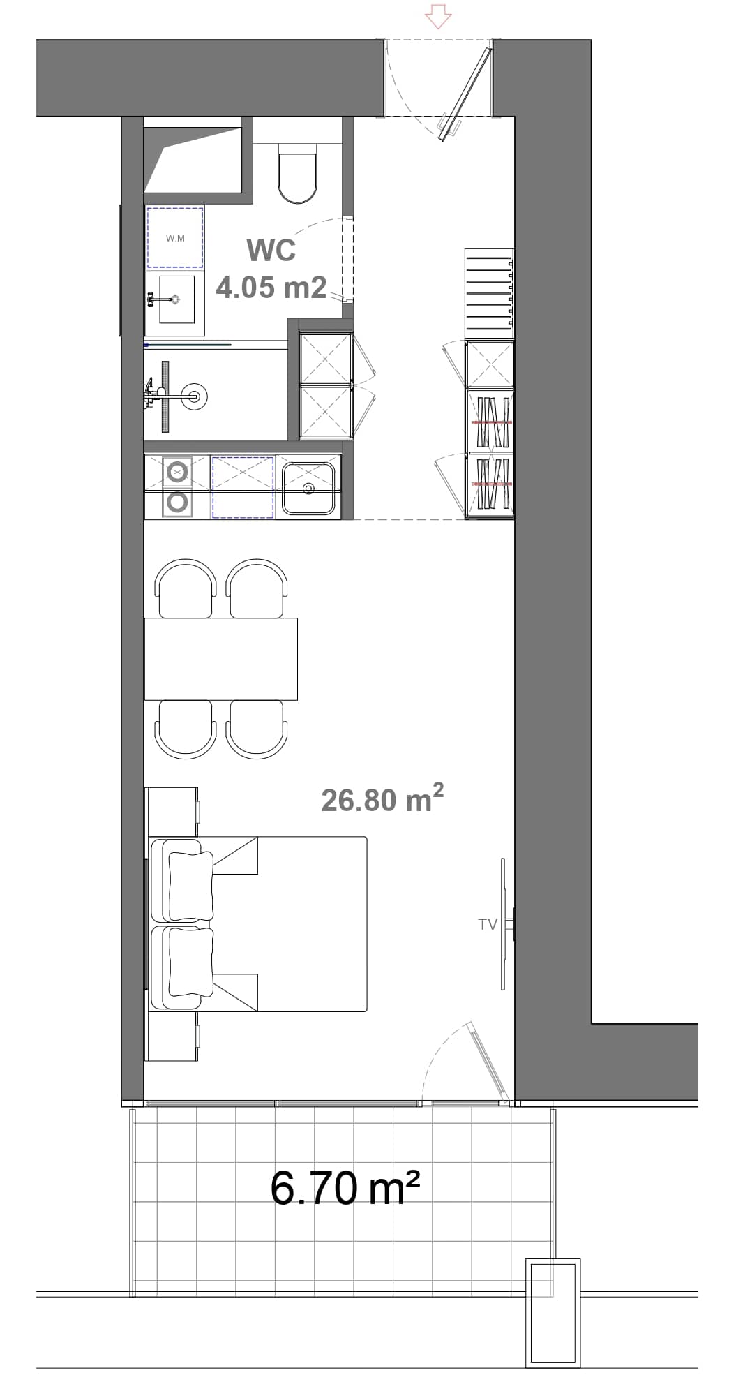 Студия, 37.5 м²