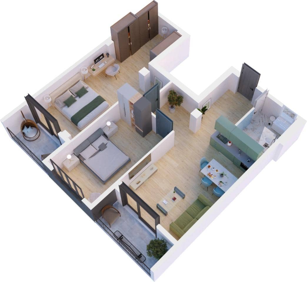 两居室, 84 m²
